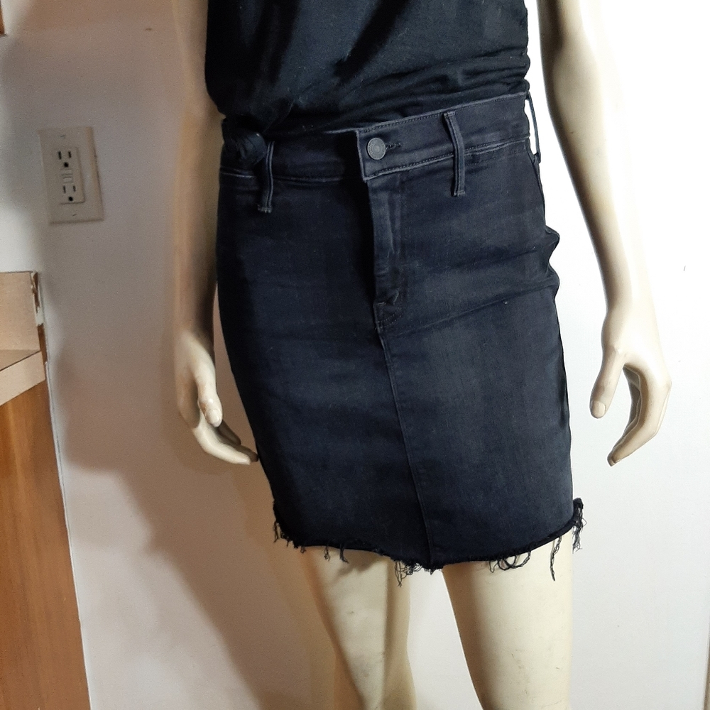 MOTHER  Womens The Coin Mini Fray Blackbird Skirt Sz 27